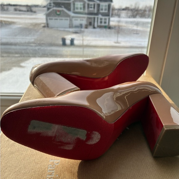 🤩 Authentic Christian Louboutin 85mm Miss Sab Nude Patent Pumps EXCELLENT - Picture 13 of 13